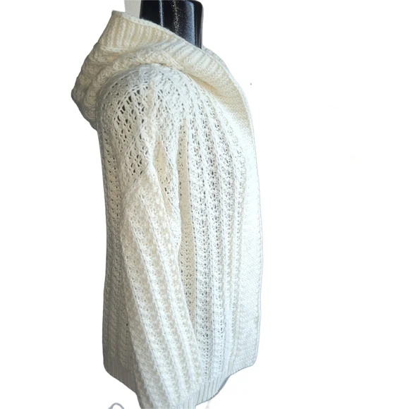 My Style Cream Chunky Knit Hooded Cardigan Sweater S - Picture 3 of 6